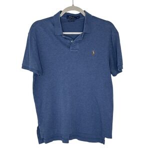 Polo Ralph Lauren Mens Pima Soft Touch Polo Shirt Heather Blue Medium M